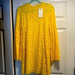 Yellow lace shift dress
